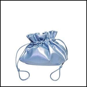 Chantecaille Blue Drawstring Pouch Bag Makeup Cosmetic Travel Bag Bucket